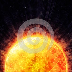 Sun with rays in space
