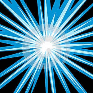 Sun rays or star burst element Square fight stamp for card Comic blue radial lines background