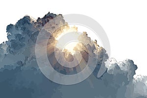 Sun rays through storm clouds isolated