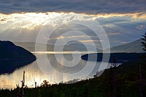 Sun Rays on a Summer`s Morning, Gros Morne National Park, Newfoundland, Canada