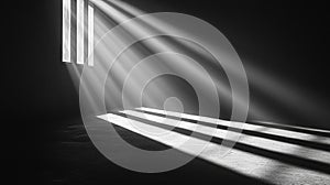 Sun Rays through Window in Dark Room Generative AI