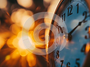 The sun is reflected in the wall clock