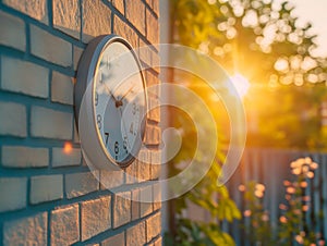 The sun is reflected in the wall clock