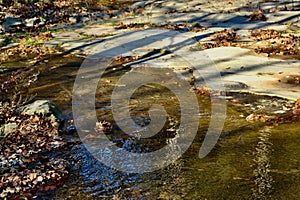 Sun reflections off the creek on a November day Jenningsville Pennsylvania