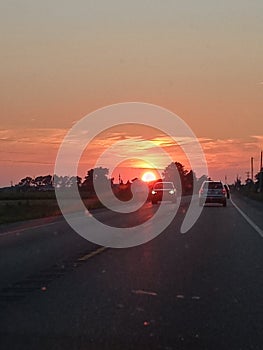 Sun rise going through town of jonesville mi