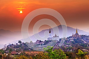 Sun rise over Pha Son Kaew Temple, Famous place at Petchaboon Thailand