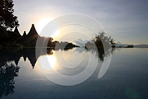 Sun rise at the pool at Lake Manyara photo