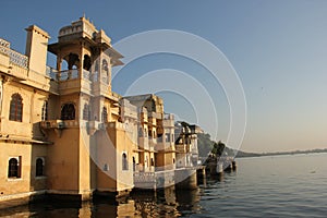 Sun rises on the Ghats of Udaipur