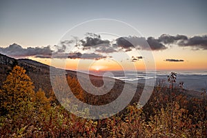 Sun Rises Over Blue Ridge Parkway In Fall