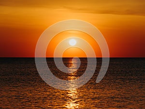 The sun rising over the Atlantic Ocean, Outer Banks, North Carolina