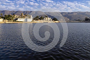 The sun rising over the sacred lake of pushkar