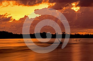 Sun Rising Over A Tidal Lagoon In Cuba