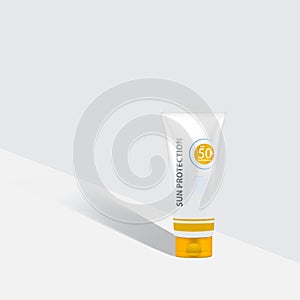 Sun screen tube mockup for cosmetics with cap