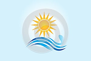 Sun sea blue waves logo