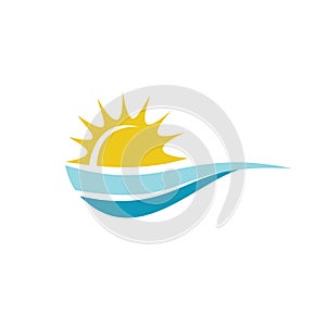 Sun with sea surface logo template