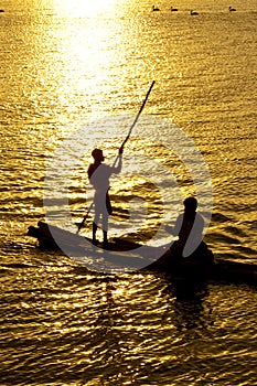 Sun set with boating