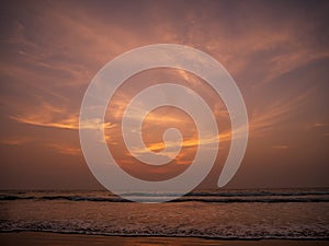 Sun set at Indian Ocean from Tarkarli Beach