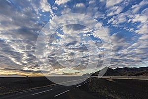 Sun Sets over Highway 1, Iceland