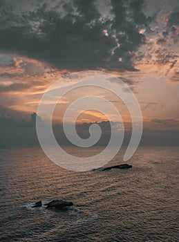 Sun setting on the Adriatic coast in Ulcinj