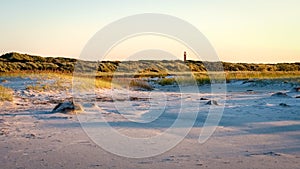 The sun is setting on the beach of Schiermonnikoog Friesland, Netherlands