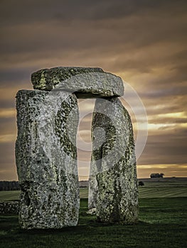 Stonehenge Trilithon at sunset, Salisbury, Wiltshire, UK photo