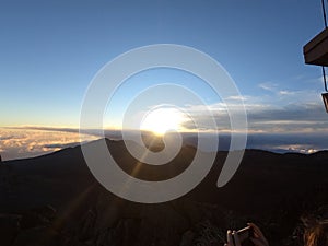 Sun setting on Hale Ridge summit