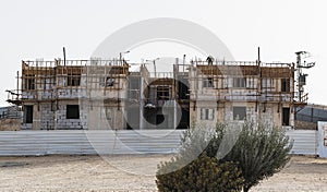 Sun Setting on Housing Construction Project in Mitzpe Ramon in Israel