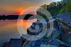 Sun Setting on a Lake