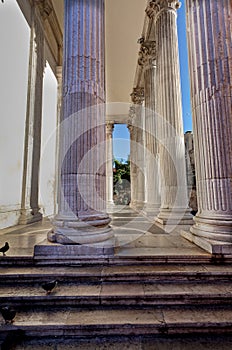 Sun shades pillars San Simeon Piccolo church, Venice, Italy photo