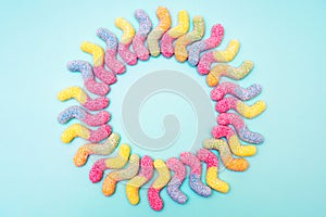 Sun shape made of gummy worms photo