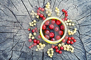 Sun shaped fruit on wooden background