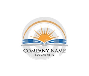 sun shine book icon logo design