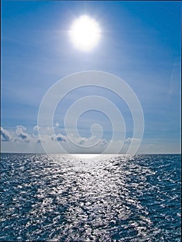 Sun shine on the horisont sea photo