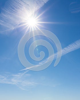 Sun shining blue sky