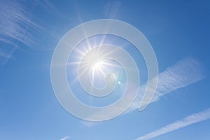Sun shining blue sky
