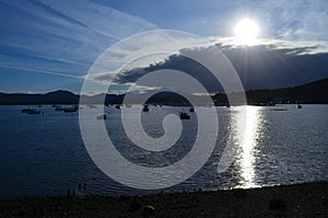 Sun Shining on the Loch In Front of Ben Nevis