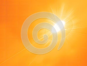 the sun is shining over an orange background