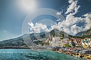 Sun shining over world famous Amalfi coast