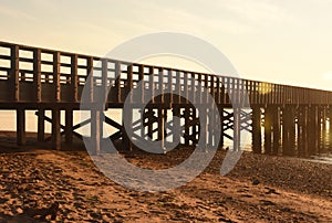 Sun Shining on Powder Point Bridge in Dusxbury