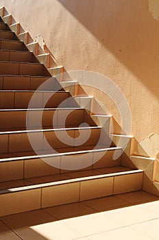 Sun shining on the stairs, soft morning light