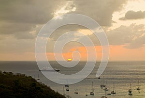 The sun sinking in admiralty bay, bequia