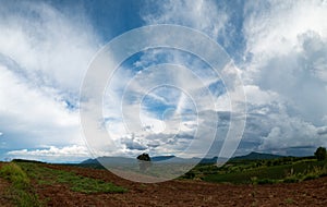 sun sky cloud at the mountain range and the in the backgroun