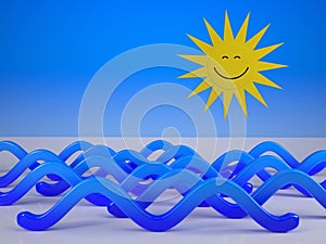 Sun Smiling Down On Blue Waves