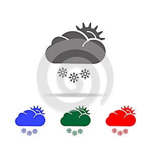 Sun snow icon. Elements of weather in multi colored icons. Premium quality graphic design icon. Simple icon for websites, web desi