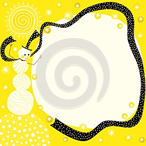 Sun Snowman yellow border frame