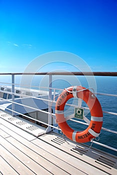 Sun-soaked deck of Queen Mary 2