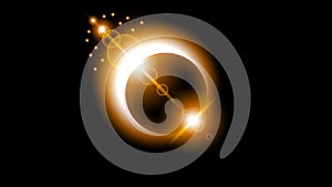 Sun Solar Eclipse Orange Fire Dark Background Vector Moon Design Space Science Glow Light