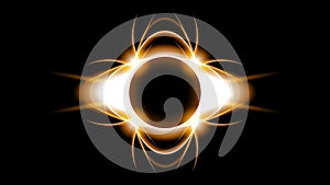 Sun Solar Eclipse Orange Fire Dark Background Vector Moon Design Space Science Glow Light