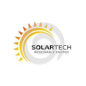 Sun solar energy logo design template. solar tech logo design