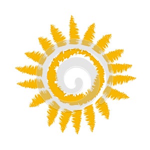 Sun solar icon design on orahge background, vector illustration